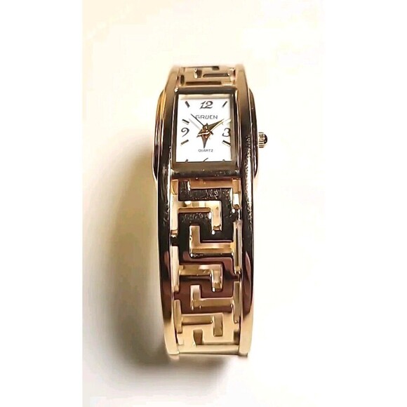 Vintage GRUEN Watch Quartz Women's Bracelet Cocktail Gold Tone - Picture 3 of 6